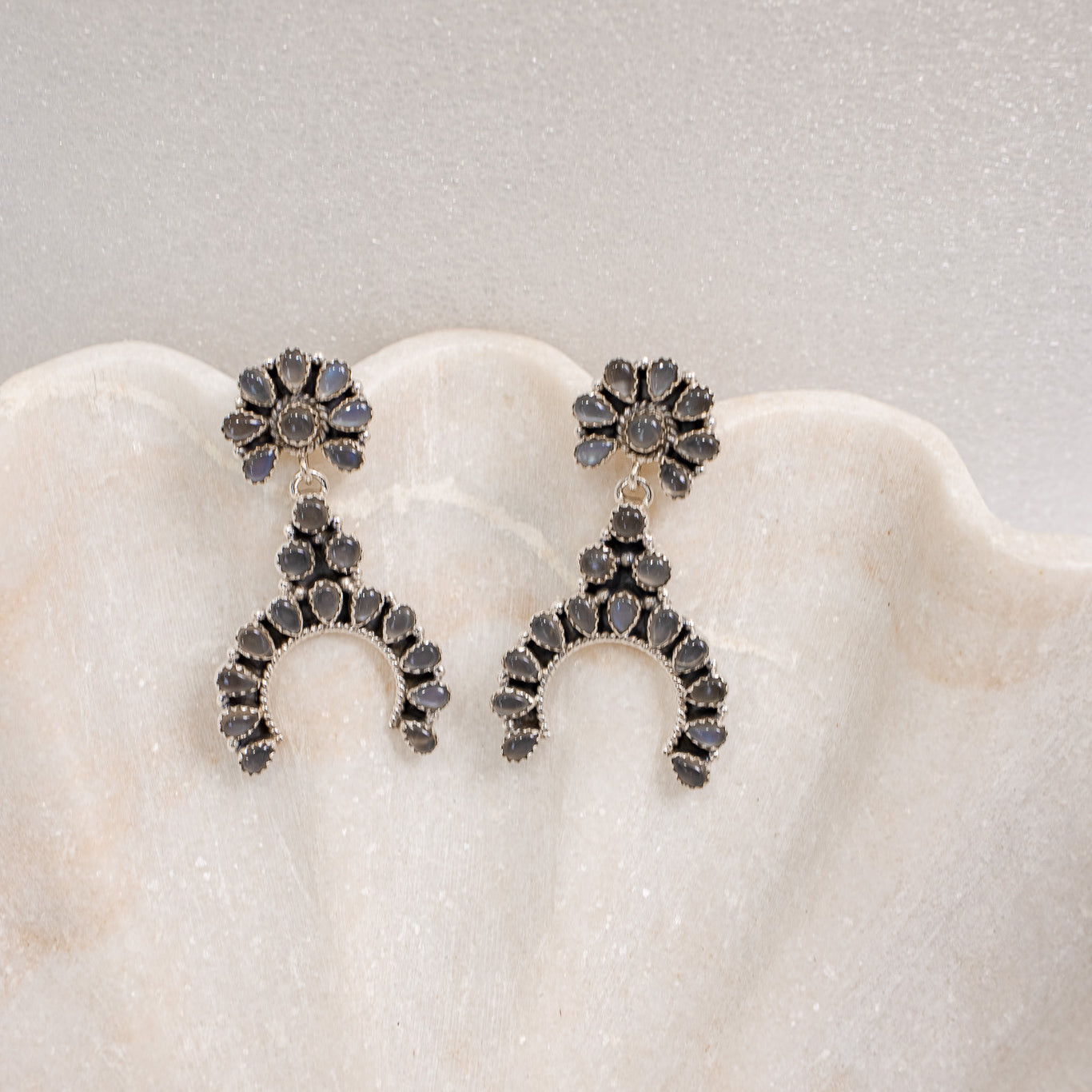 Sterling Silver & Stone Crowned Horseshoe Earrings