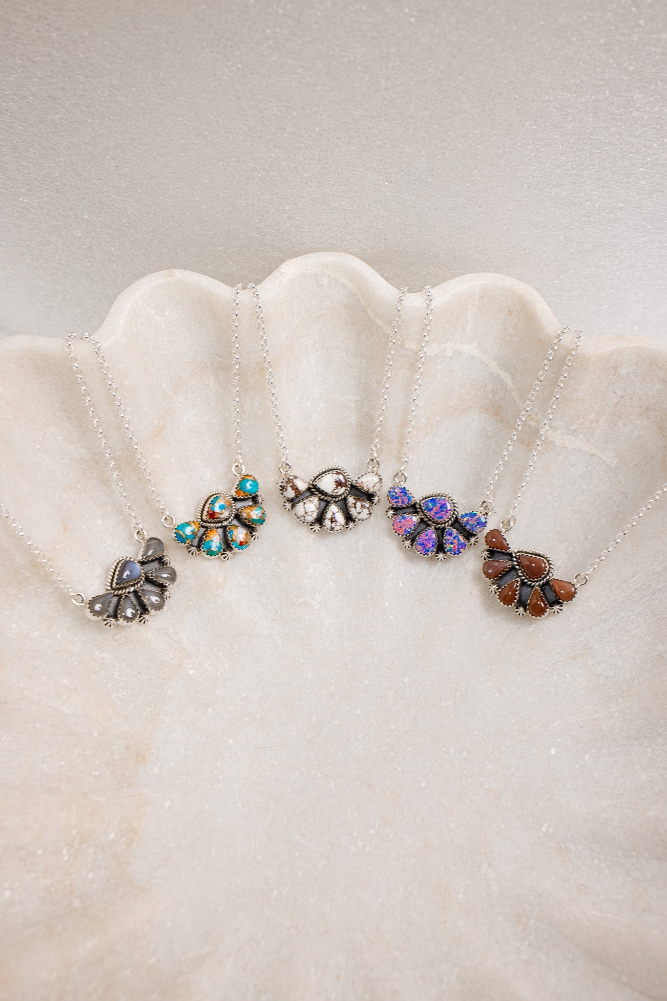 Cute Half Cluster Necklaces |-Squash Blossom Necklaces-Krush Kandy, Women's Online Fashion Boutique Located in Phoenix, Arizona (Scottsdale Area)