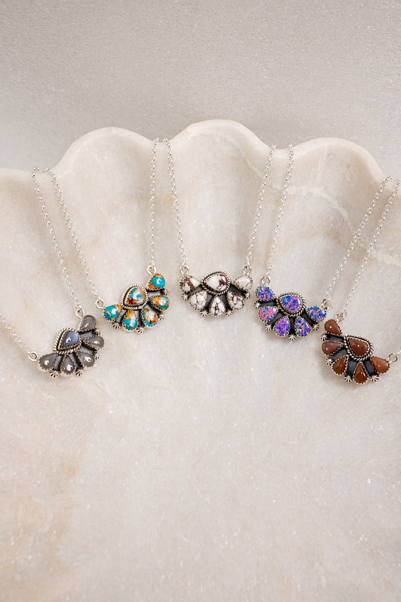 Cute Half Cluster Necklaces-Squash Blossom Necklaces-Krush Kandy, Women's Online Fashion Boutique Located in Phoenix, Arizona (Scottsdale Area)