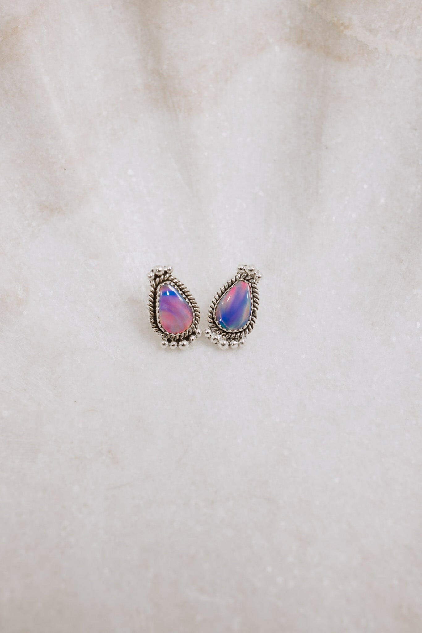 Mini Twisted Rope Single Stone Sterling Silver Studs-Stud Earrings-Krush Kandy, Women's Online Fashion Boutique Located in Phoenix, Arizona (Scottsdale Area)