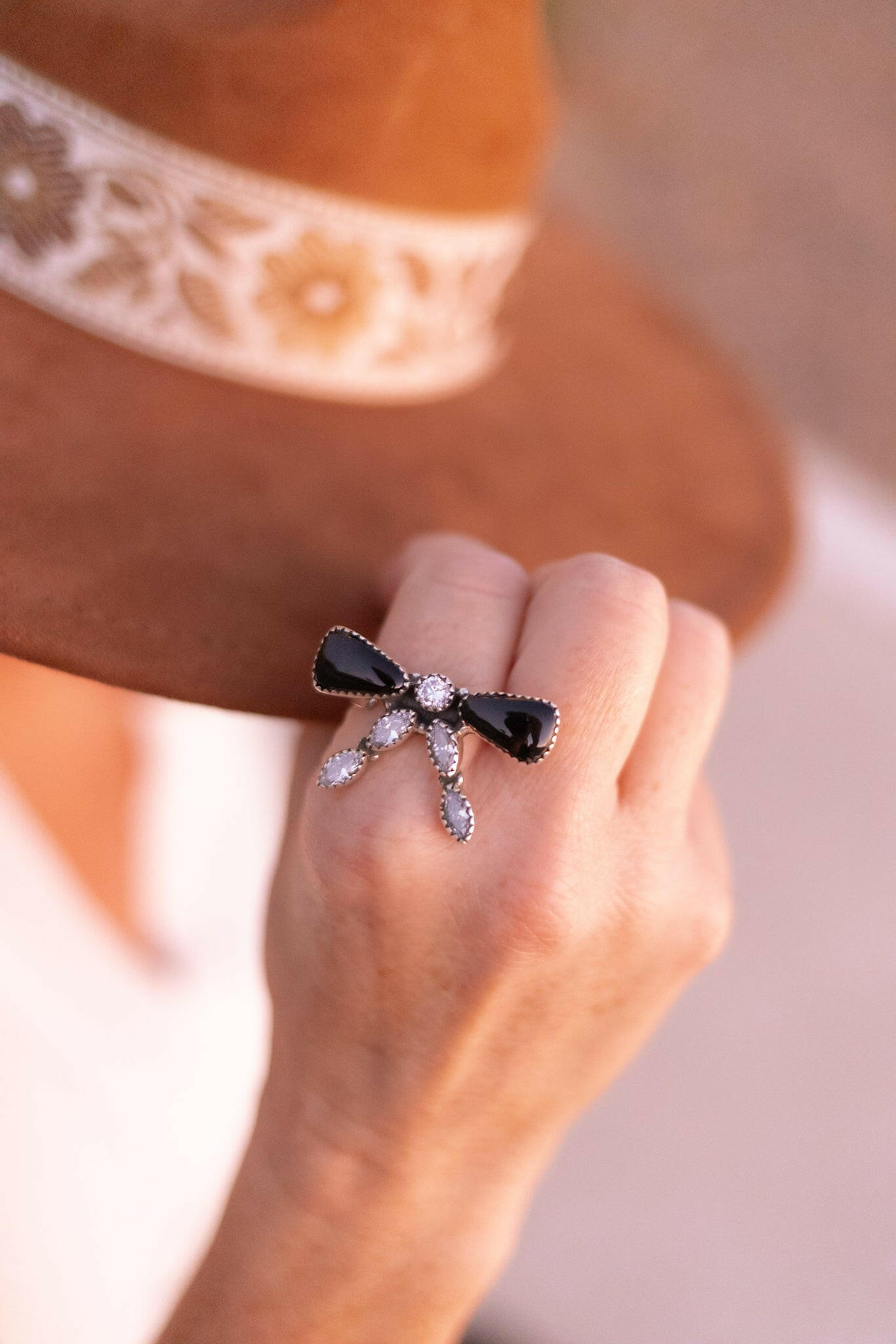 Bow & Crystal Stone Ring-Rings-Krush Kandy, Women's Online Fashion Boutique Located in Phoenix, Arizona (Scottsdale Area)