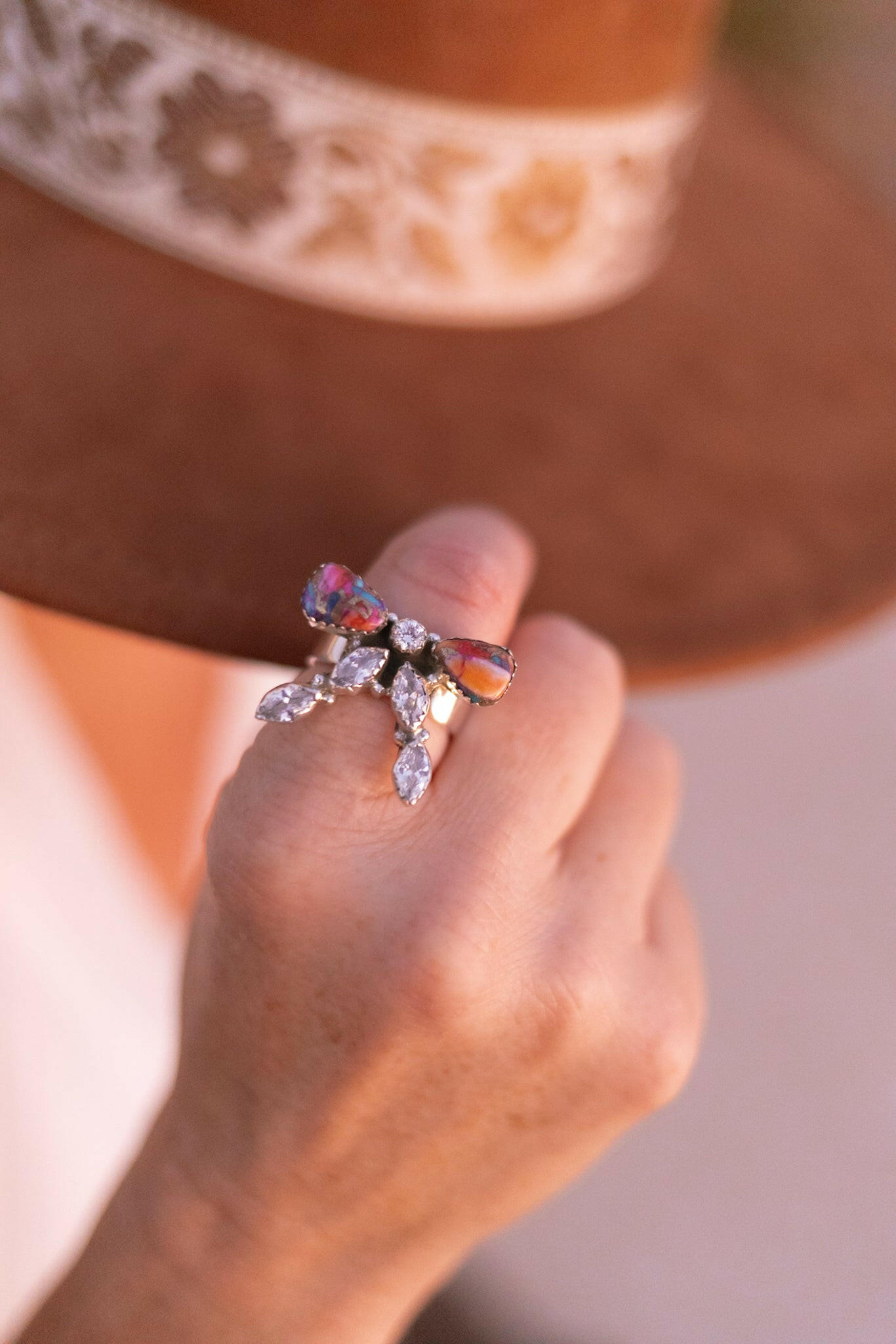 Bow & Crystal Stone Ring-Rings-Krush Kandy, Women's Online Fashion Boutique Located in Phoenix, Arizona (Scottsdale Area)