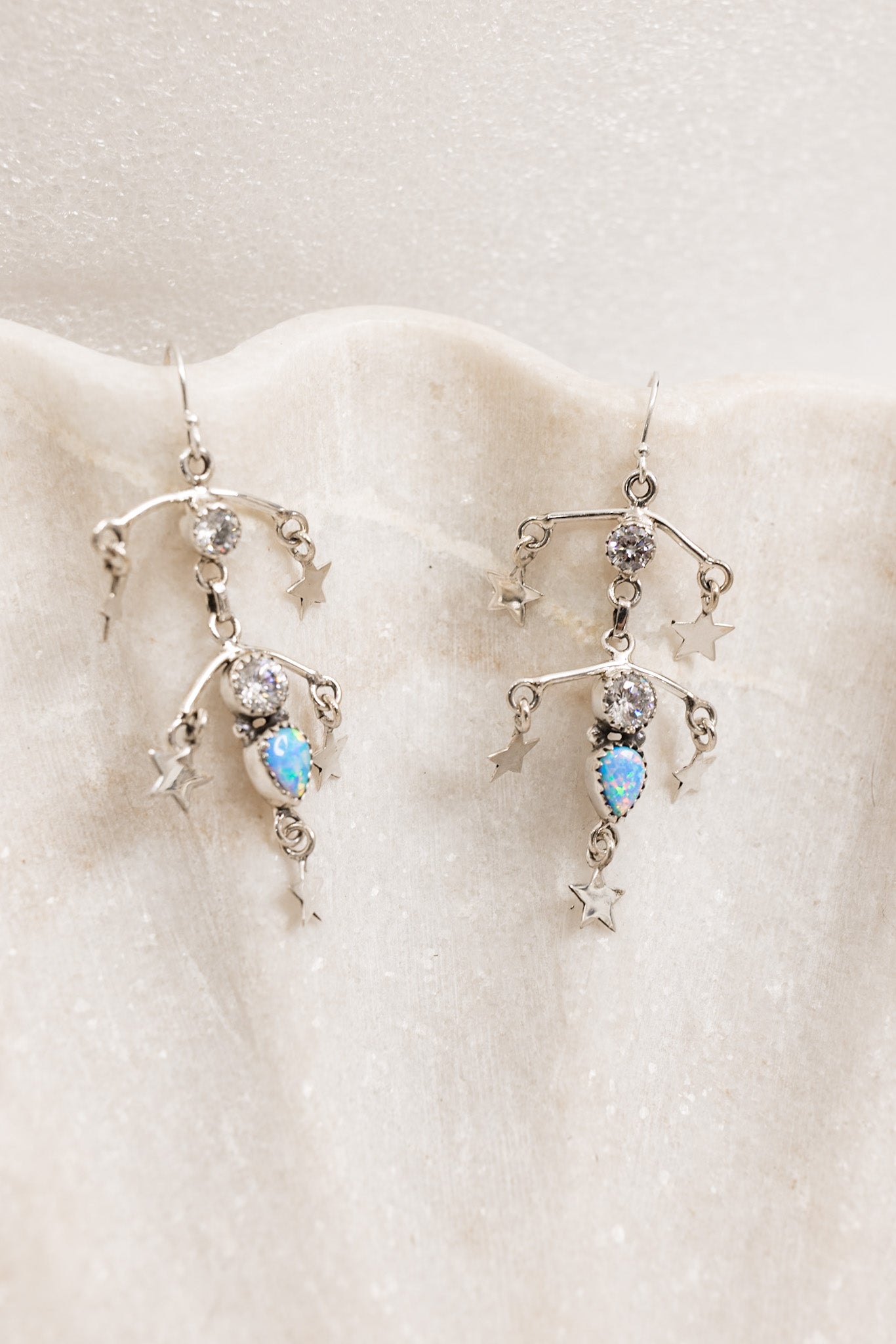 Crystal & Opal Star Drop Chandelier Earrings-Drop Earrings-Krush Kandy, Women's Online Fashion Boutique Located in Phoenix, Arizona (Scottsdale Area)