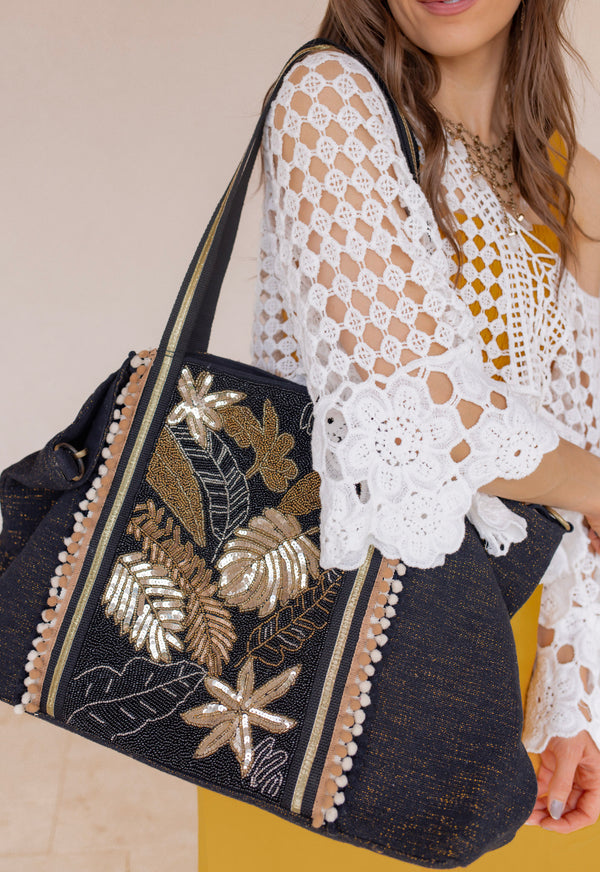 Metallic Floral Tote