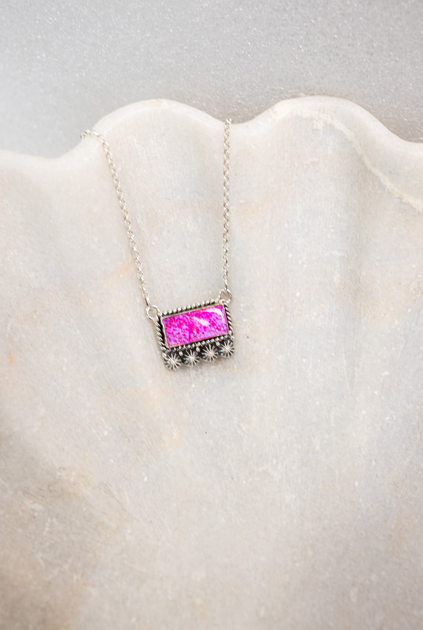 Square Dance Sterling Silver Bar Necklace-Squash Blossom Necklaces-Krush Kandy, Women's Online Fashion Boutique Located in Phoenix, Arizona (Scottsdale Area)