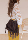 Meet Me at Coachella Suede Bucket Bag with Fringe