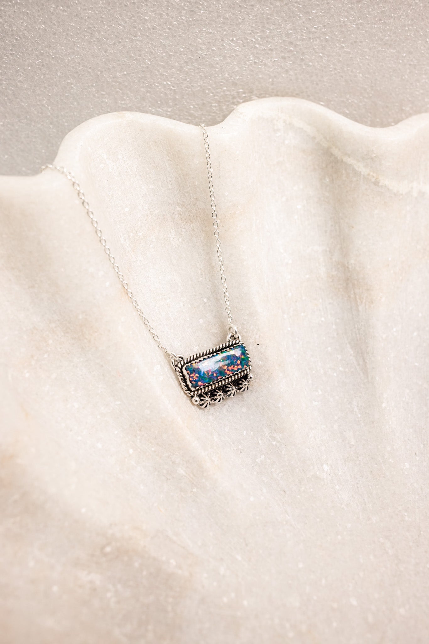 Square Dance Sterling Silver Bar Necklace-Squash Blossom Necklaces-Krush Kandy, Women's Online Fashion Boutique Located in Phoenix, Arizona (Scottsdale Area)