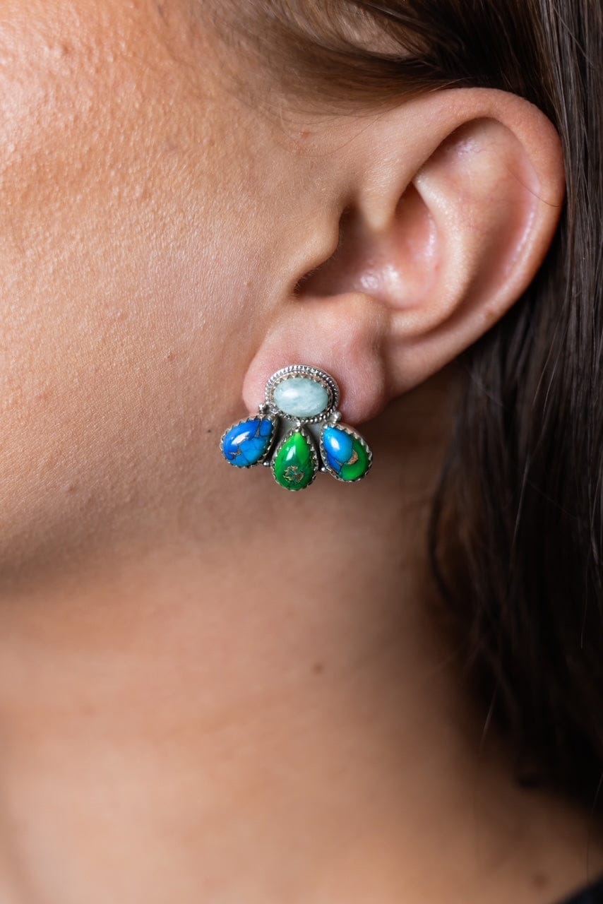 Dainty Peacock Dahlia Studs-Earrings-Krush Kandy, Women's Online Fashion Boutique Located in Phoenix, Arizona (Scottsdale Area)