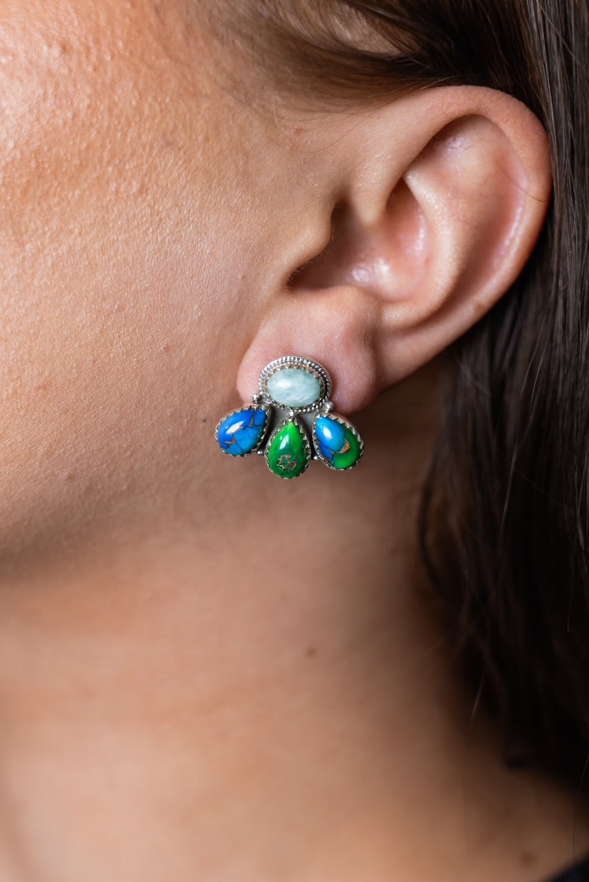 Dainty Peacock Dahlia Studs-Earrings-Krush Kandy, Women's Online Fashion Boutique Located in Phoenix, Arizona (Scottsdale Area)