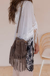 Meet Me at Coachella Suede Bucket Bag with Fringe