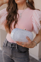 Dotty Mesh Ruffle Sleeve Ribbed Knit Top-Short Sleeve Tops-Krush Kandy, Women's Online Fashion Boutique Located in Phoenix, Arizona (Scottsdale Area)