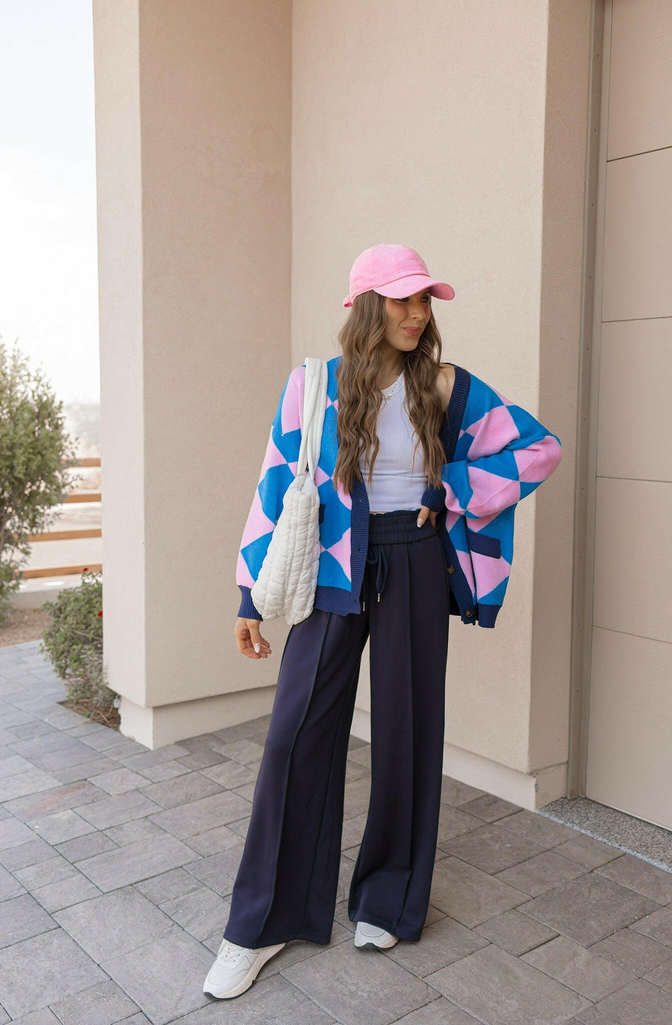 LUXE Diamond Checkered Oversized Cardigan-Sweaters-Krush Kandy, Women's Online Fashion Boutique Located in Phoenix, Arizona (Scottsdale Area)