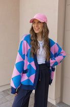 LUXE Diamond Checkered Oversized Cardigan-Sweaters-Krush Kandy, Women's Online Fashion Boutique Located in Phoenix, Arizona (Scottsdale Area)