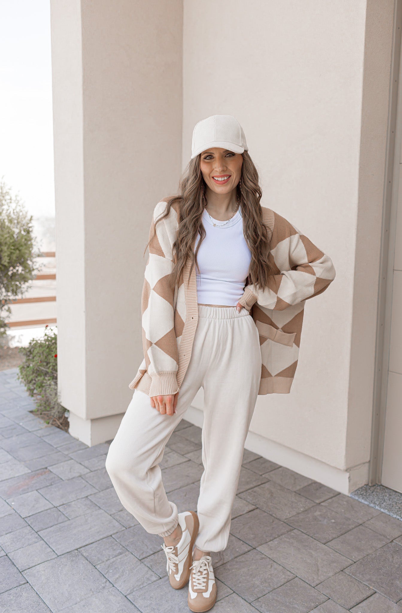 LUXE Diamond Checkered Oversized Cardigan-Sweaters-Krush Kandy, Women's Online Fashion Boutique Located in Phoenix, Arizona (Scottsdale Area)