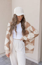 LUXE Diamond Checkered Oversized Cardigan-Sweaters-Krush Kandy, Women's Online Fashion Boutique Located in Phoenix, Arizona (Scottsdale Area)