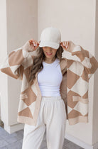 LUXE Diamond Checkered Oversized Cardigan-Sweaters-Krush Kandy, Women's Online Fashion Boutique Located in Phoenix, Arizona (Scottsdale Area)