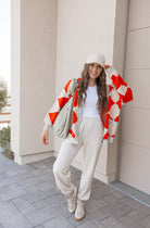 LUXE Diamond Checkered Oversized Cardigan-Sweaters-Krush Kandy, Women's Online Fashion Boutique Located in Phoenix, Arizona (Scottsdale Area)