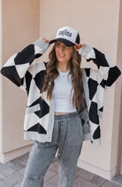 LUXE Diamond Checkered Oversized Cardigan-Sweaters-Krush Kandy, Women's Online Fashion Boutique Located in Phoenix, Arizona (Scottsdale Area)