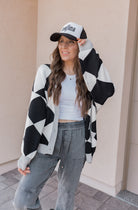 LUXE Diamond Checkered Oversized Cardigan-Sweaters-Krush Kandy, Women's Online Fashion Boutique Located in Phoenix, Arizona (Scottsdale Area)