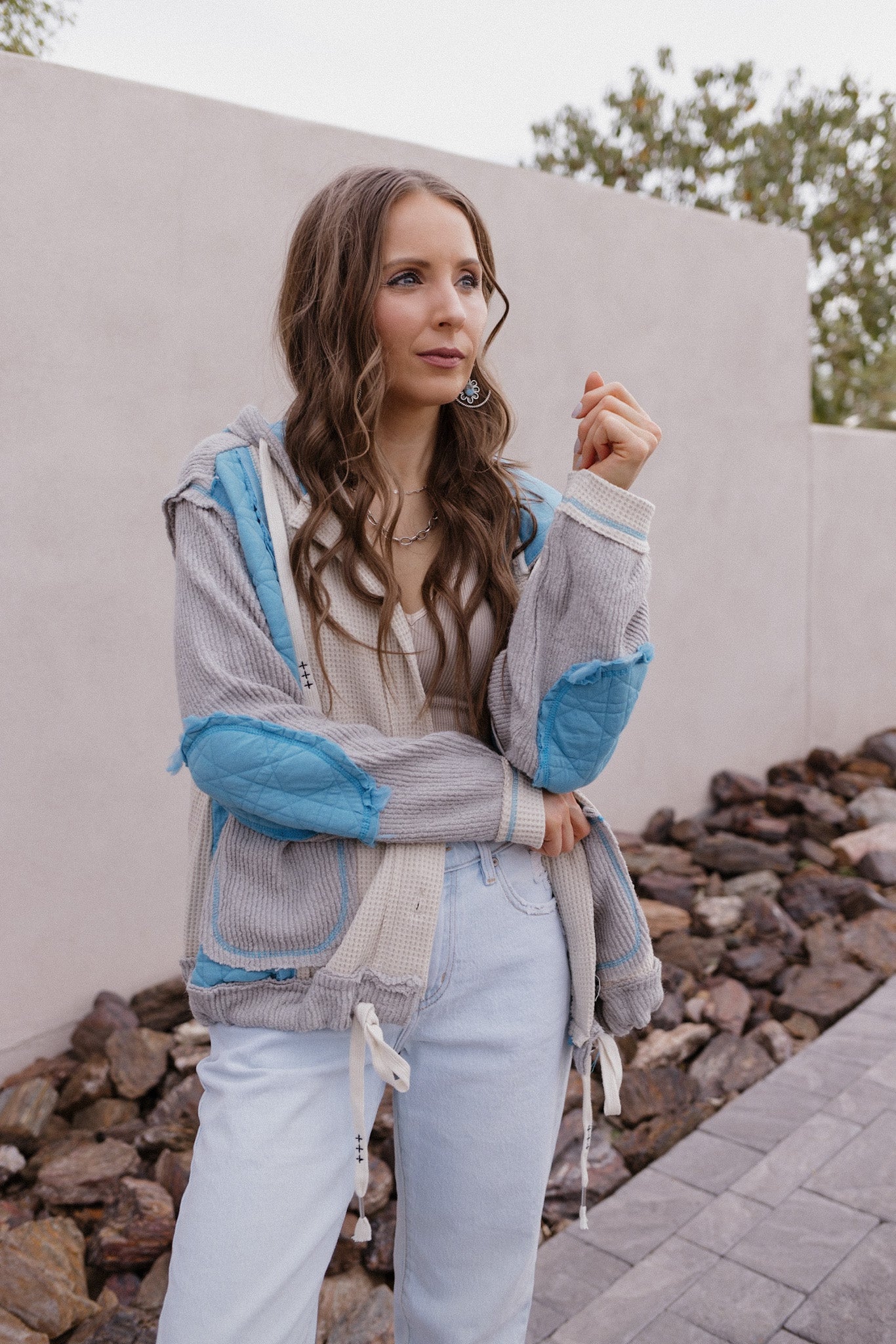 POL Multi Fabric Hooded Button Down Shacket-Shackets-Krush Kandy, Women's Online Fashion Boutique Located in Phoenix, Arizona (Scottsdale Area)