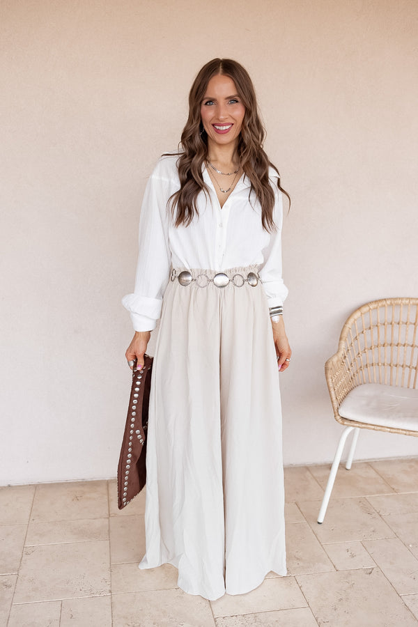 Coastline Tie Waist Palazzo Pants