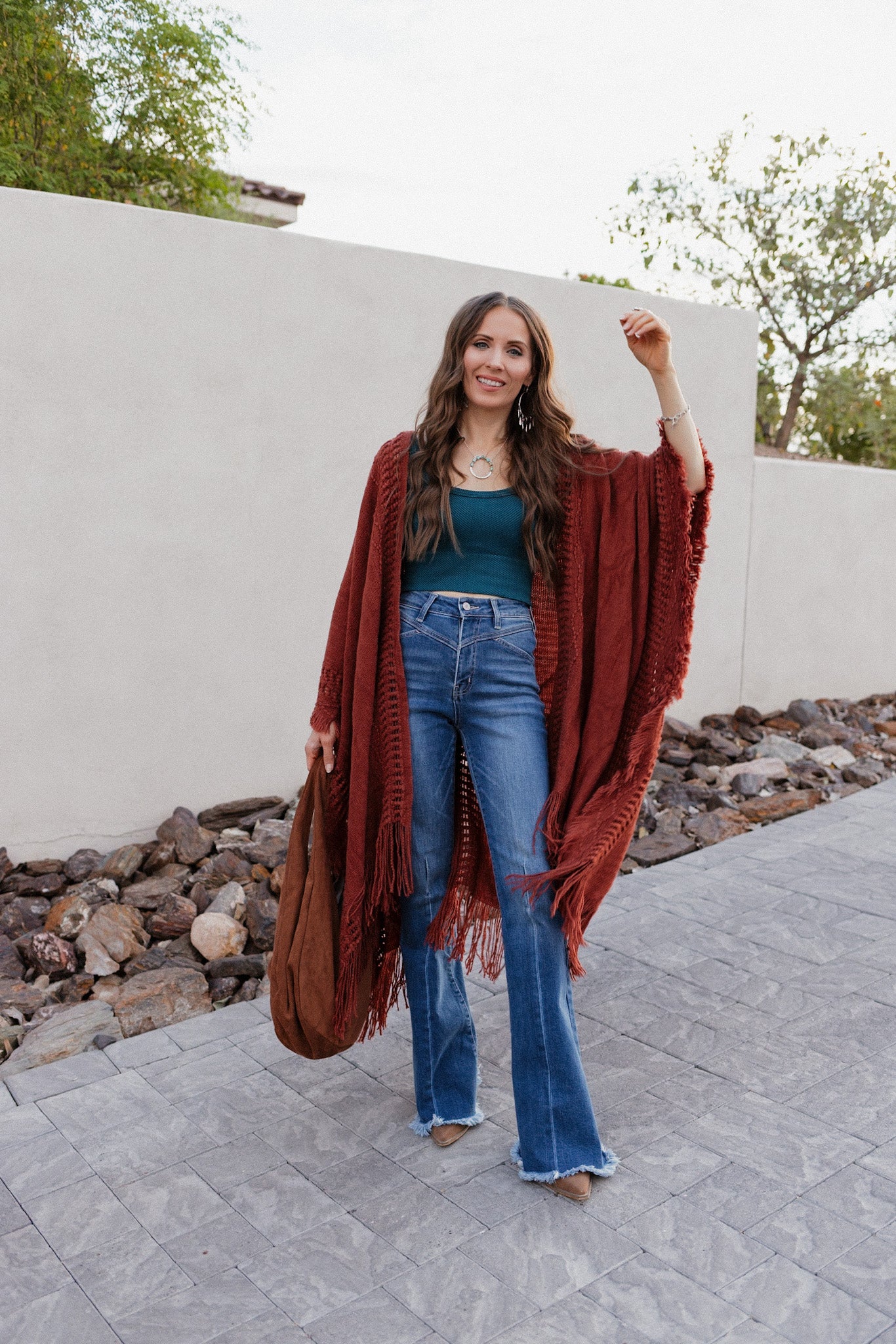 Open Bohemian Ruana Cardigan-Cardigans-Krush Kandy, Women's Online Fashion Boutique Located in Phoenix, Arizona (Scottsdale Area)