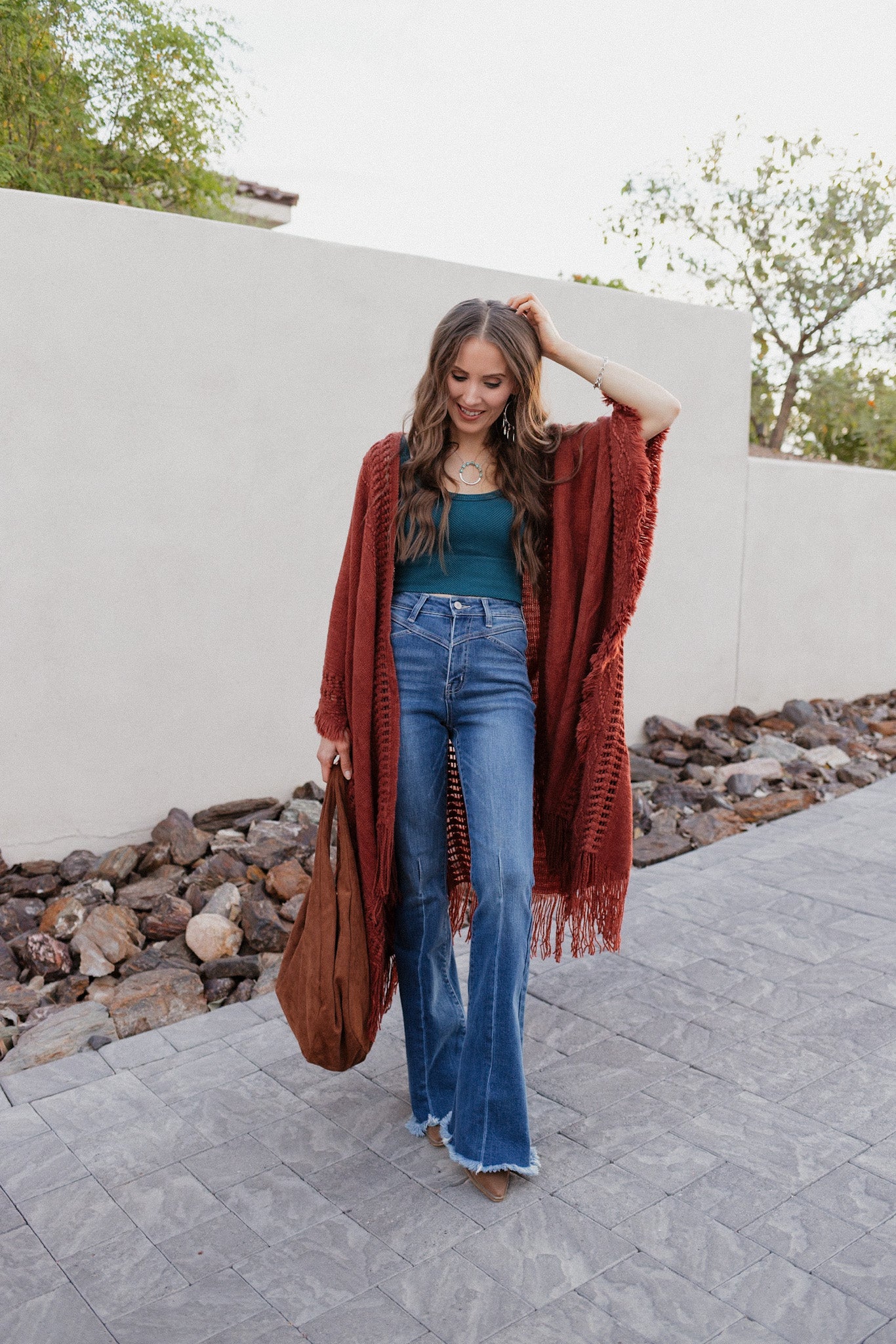 Open Bohemian Ruana Cardigan-Cardigans-Krush Kandy, Women's Online Fashion Boutique Located in Phoenix, Arizona (Scottsdale Area)