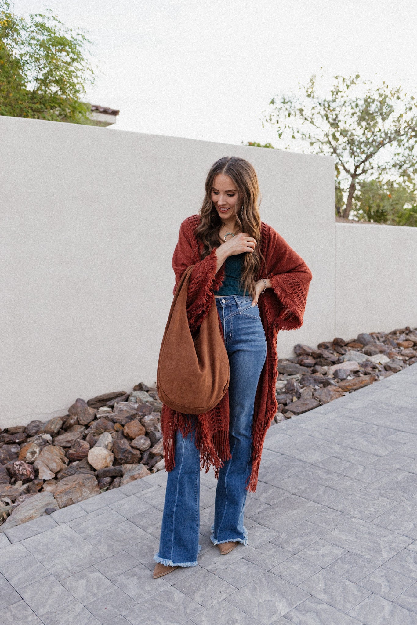 Open Bohemian Ruana Cardigan-Cardigans-Krush Kandy, Women's Online Fashion Boutique Located in Phoenix, Arizona (Scottsdale Area)