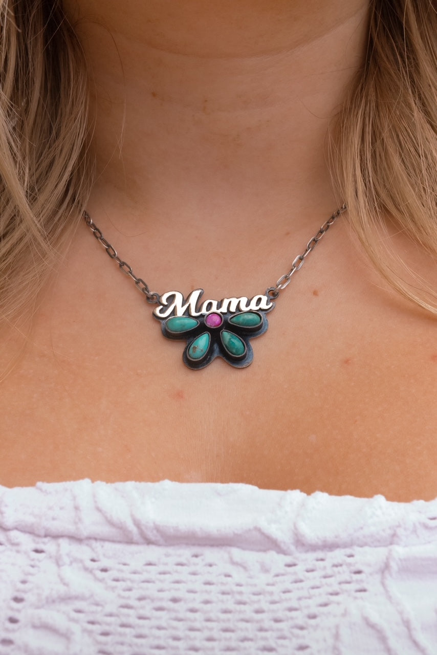 Mama Sterling Silver & Stone Necklace-Chain Necklaces-Krush Kandy, Women's Online Fashion Boutique Located in Phoenix, Arizona (Scottsdale Area)