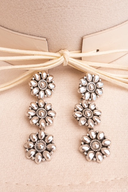 Sterling Flower Trio Earrings | By KKB-Hoop Earrings-Krush Kandy, Women's Online Fashion Boutique Located in Phoenix, Arizona (Scottsdale Area)