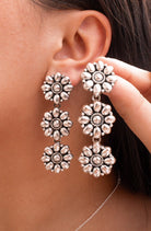 Sterling Flower Trio Earrings | By KKB-Hoop Earrings-Krush Kandy, Women's Online Fashion Boutique Located in Phoenix, Arizona (Scottsdale Area)