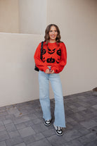 Pumpkin Pattern Round Neck Sweater-Sweaters-Krush Kandy, Women's Online Fashion Boutique Located in Phoenix, Arizona (Scottsdale Area)