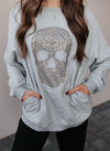 Pocket Leopard Rhinestone Skull Sweater S-2X-Sweaters-Krush Kandy, Women's Online Fashion Boutique Located in Phoenix, Arizona (Scottsdale Area)