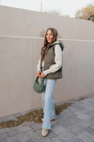 Olive You Hooded Puffer Vest-Vests-Krush Kandy, Women's Online Fashion Boutique Located in Phoenix, Arizona (Scottsdale Area)