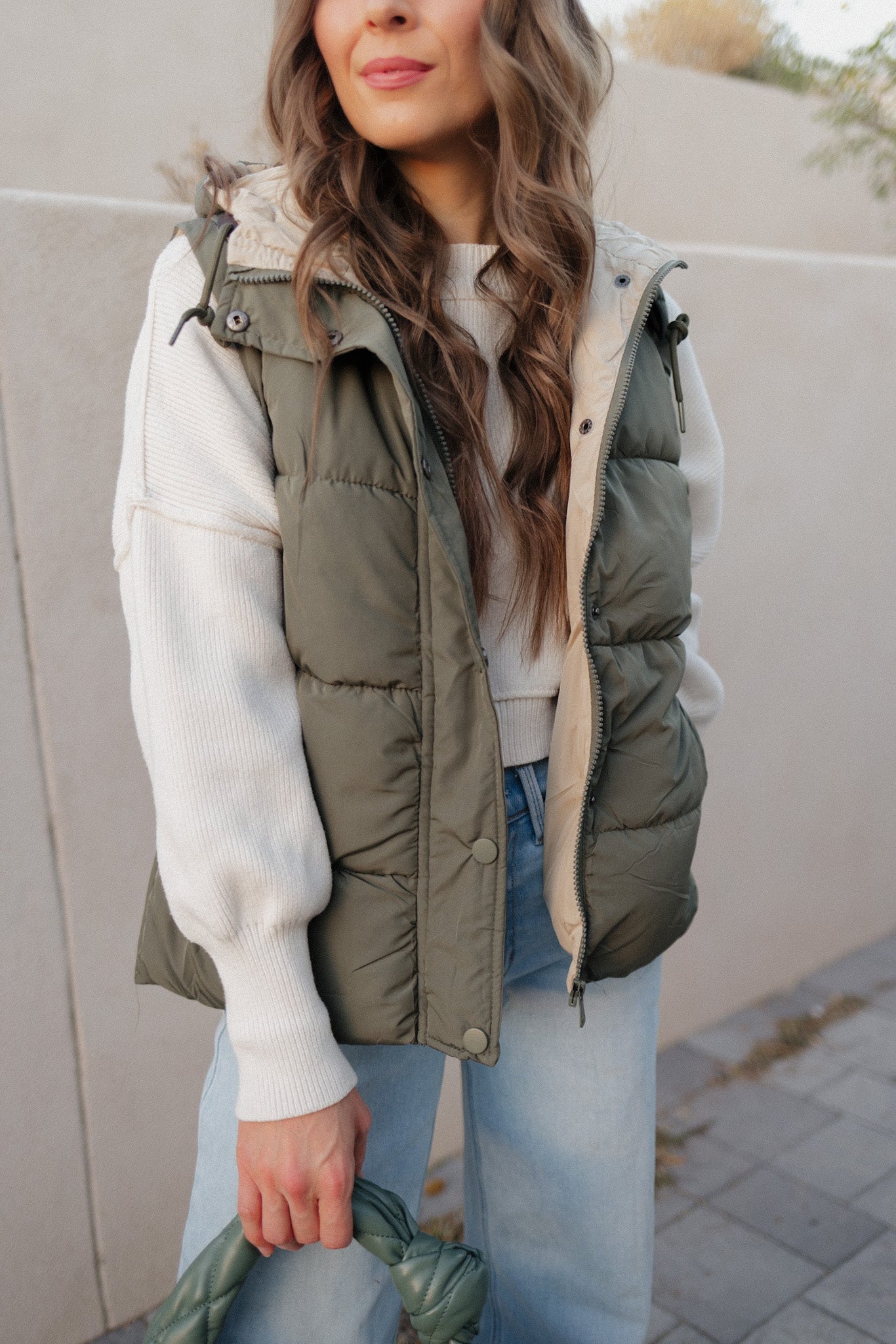 Olive puffer vest outlet