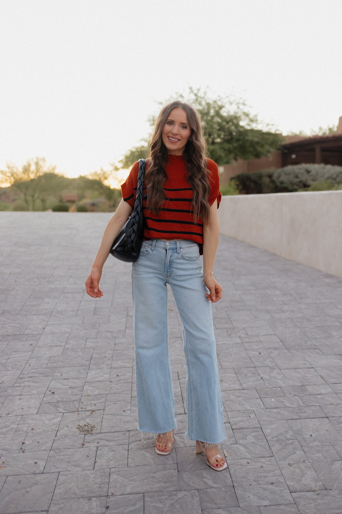 Between the Lines Striped Mock Neck Short Sleeve Sweater-Tops-Krush Kandy, Women's Online Fashion Boutique Located in Phoenix, Arizona (Scottsdale Area)