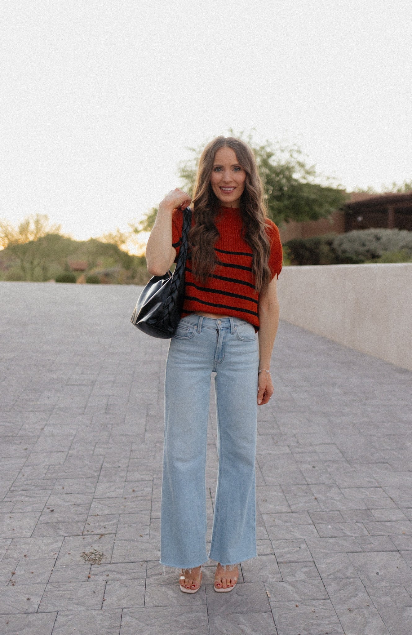 Between the Lines Striped Mock Neck Short Sleeve Sweater-Tops-Krush Kandy, Women's Online Fashion Boutique Located in Phoenix, Arizona (Scottsdale Area)