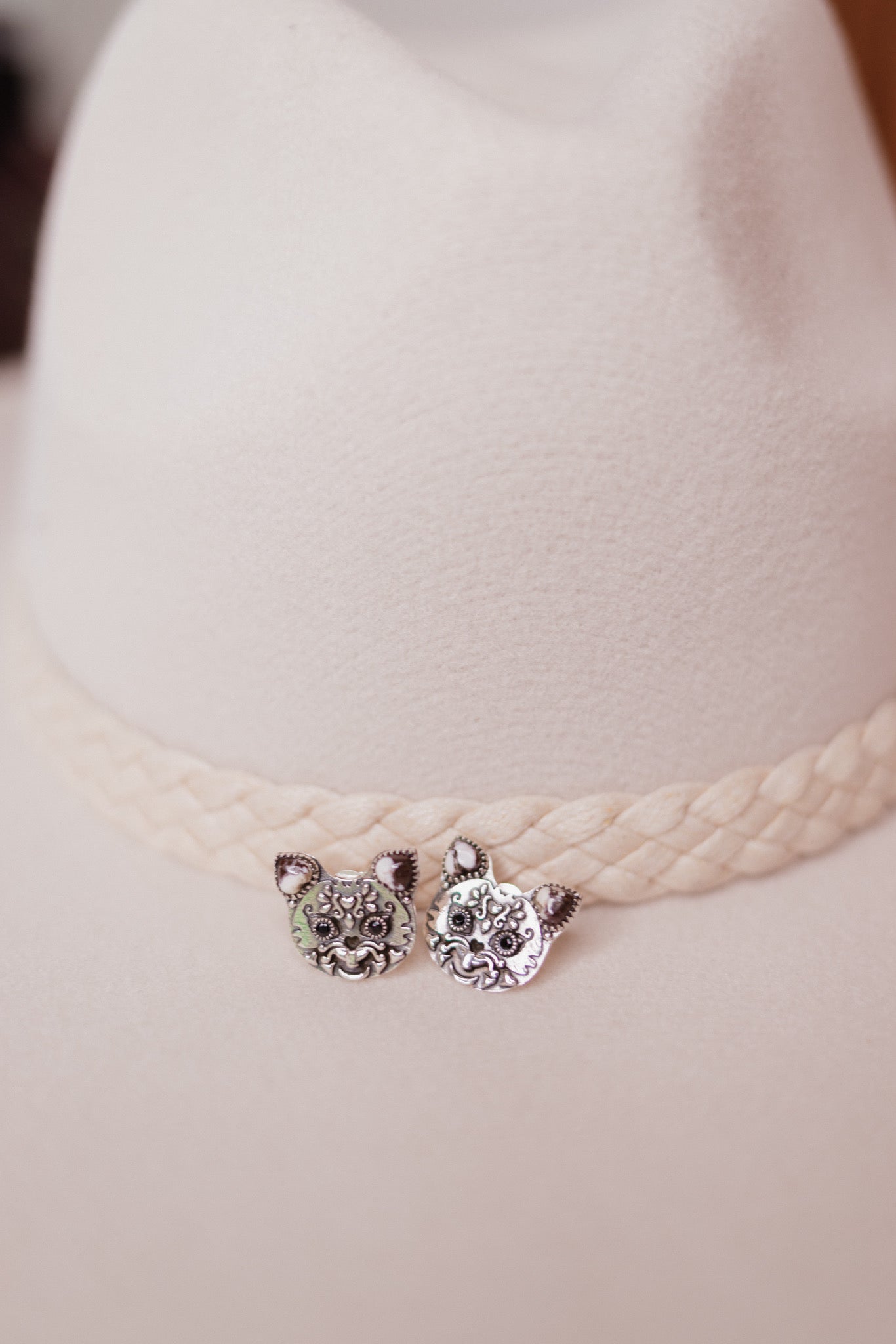 Cat Sugar Skull Stud Earrings-Stud Earrings-Krush Kandy, Women's Online Fashion Boutique Located in Phoenix, Arizona (Scottsdale Area)