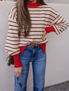 Krushed It Luxe Contrasting Striped Sweater-Sweaters-Krush Kandy, Women's Online Fashion Boutique Located in Phoenix, Arizona (Scottsdale Area)