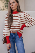 Krushed It Luxe Contrasting Striped Sweater-Sweaters-Krush Kandy, Women's Online Fashion Boutique Located in Phoenix, Arizona (Scottsdale Area)