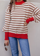 Krushed It Luxe Contrasting Striped Sweater-Sweaters-Krush Kandy, Women's Online Fashion Boutique Located in Phoenix, Arizona (Scottsdale Area)