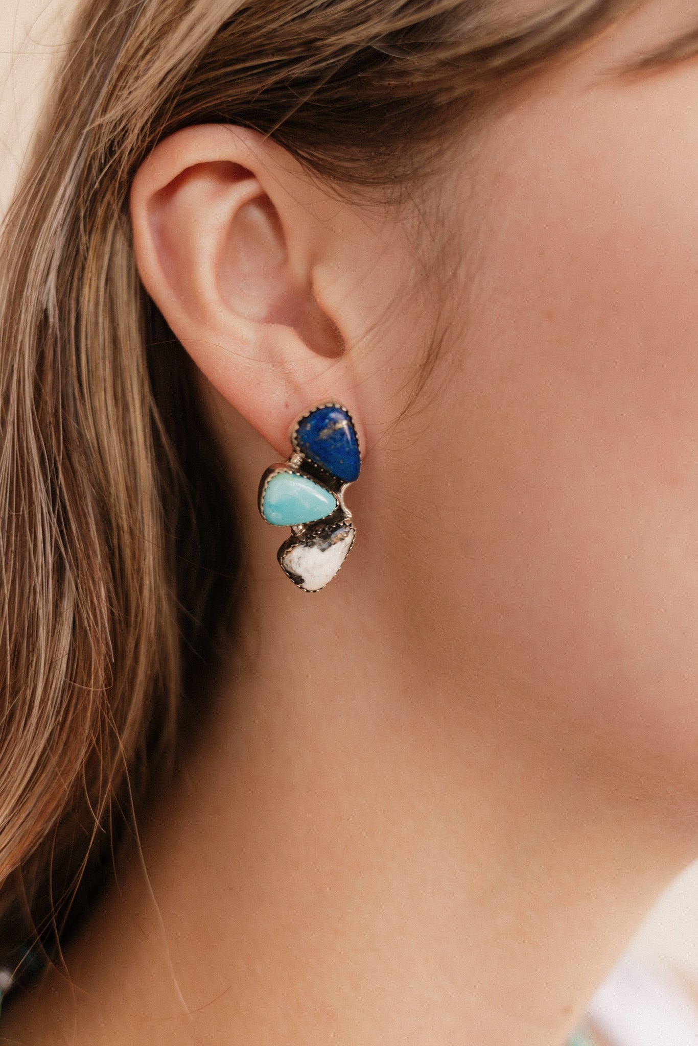 Multi Stone Half Cluster Earrings-Earrings-Krush Kandy, Women's Online Fashion Boutique Located in Phoenix, Arizona (Scottsdale Area)