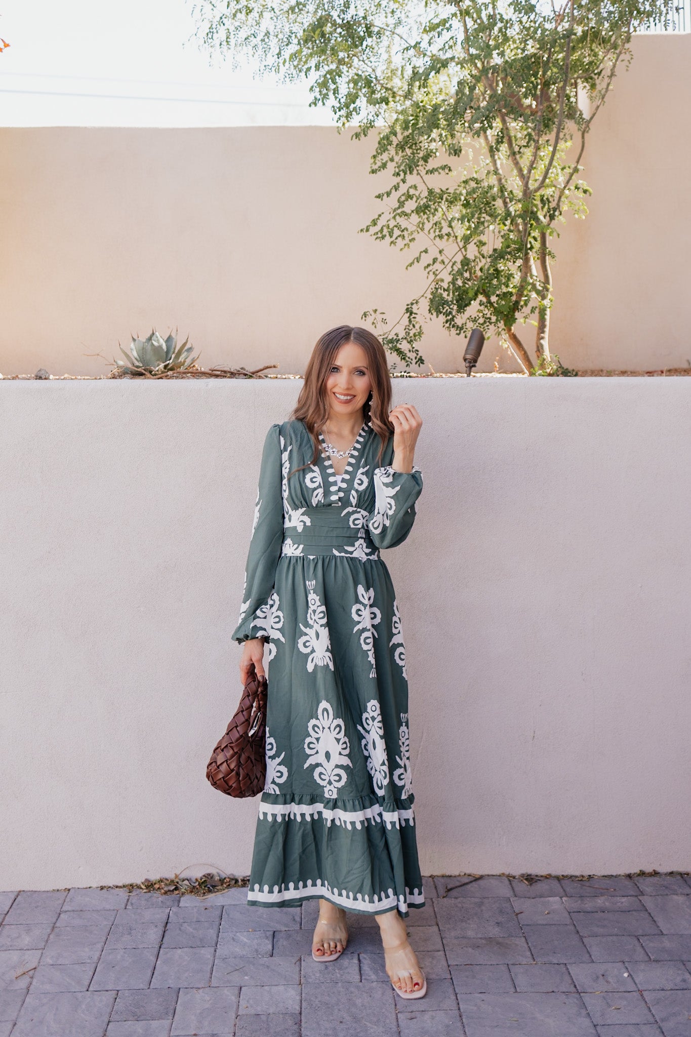 Cassie Printed Long Sleeve Maxi Dress-Dresses-Krush Kandy, Women's Online Fashion Boutique Located in Phoenix, Arizona (Scottsdale Area)