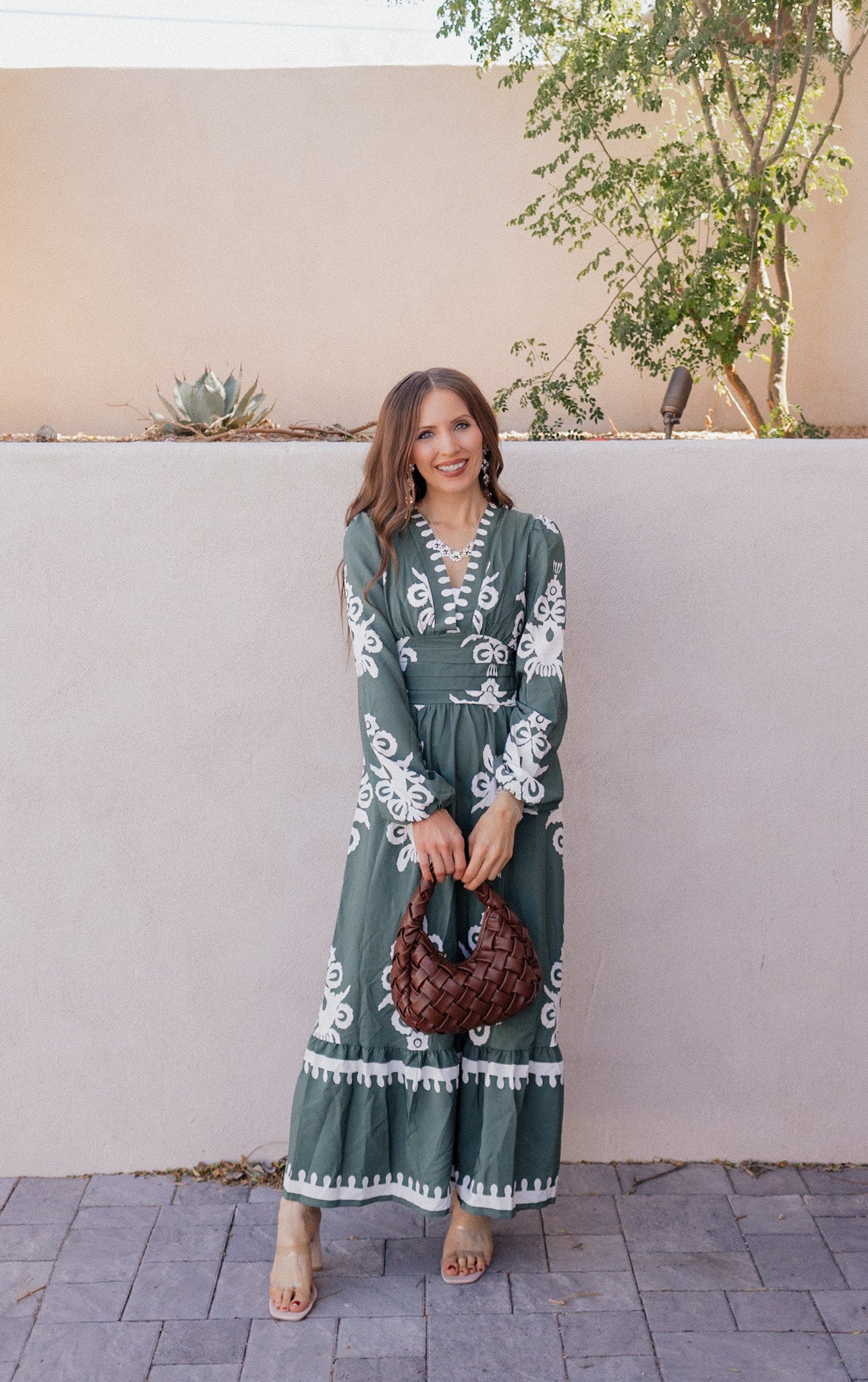 Cassie Printed Long Sleeve Maxi Dress-Dresses-Krush Kandy, Women's Online Fashion Boutique Located in Phoenix, Arizona (Scottsdale Area)