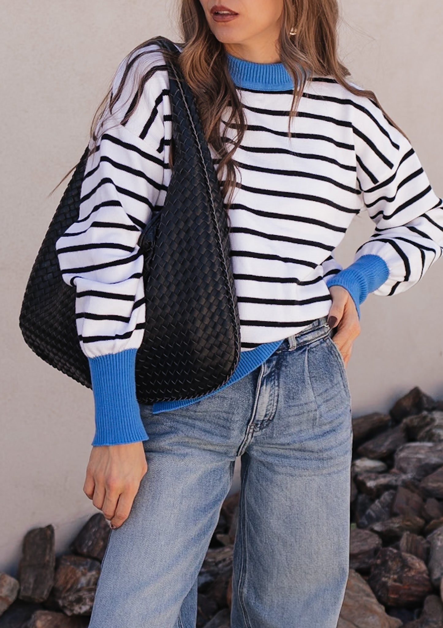 Krushed It Luxe Contrasting Striped Sweater-Sweaters-Krush Kandy, Women's Online Fashion Boutique Located in Phoenix, Arizona (Scottsdale Area)