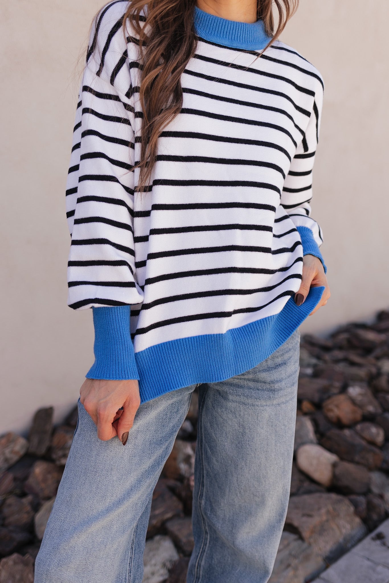 Krushed It Luxe Contrasting Striped Sweater-Sweaters-Krush Kandy, Women's Online Fashion Boutique Located in Phoenix, Arizona (Scottsdale Area)