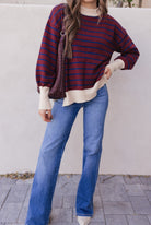 Krushed It Luxe Contrasting Striped Sweater-Sweaters-Krush Kandy, Women's Online Fashion Boutique Located in Phoenix, Arizona (Scottsdale Area)