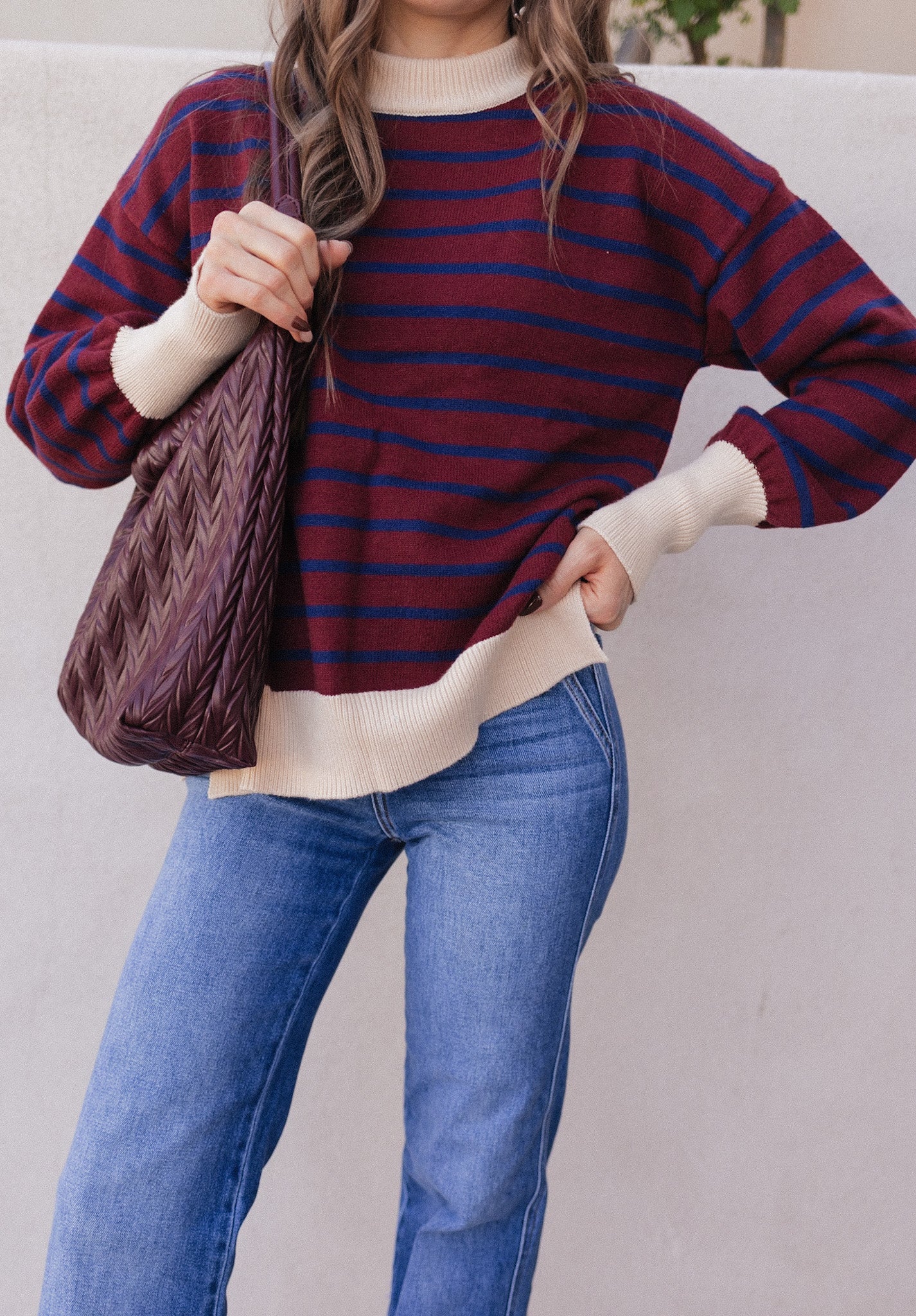 Krushed It Luxe Contrasting Striped Sweater-Sweaters-Krush Kandy, Women's Online Fashion Boutique Located in Phoenix, Arizona (Scottsdale Area)