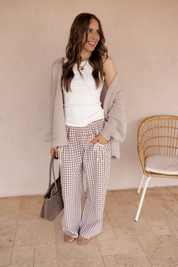 Picnic Day Drawstring Pocket Palazzo Pants