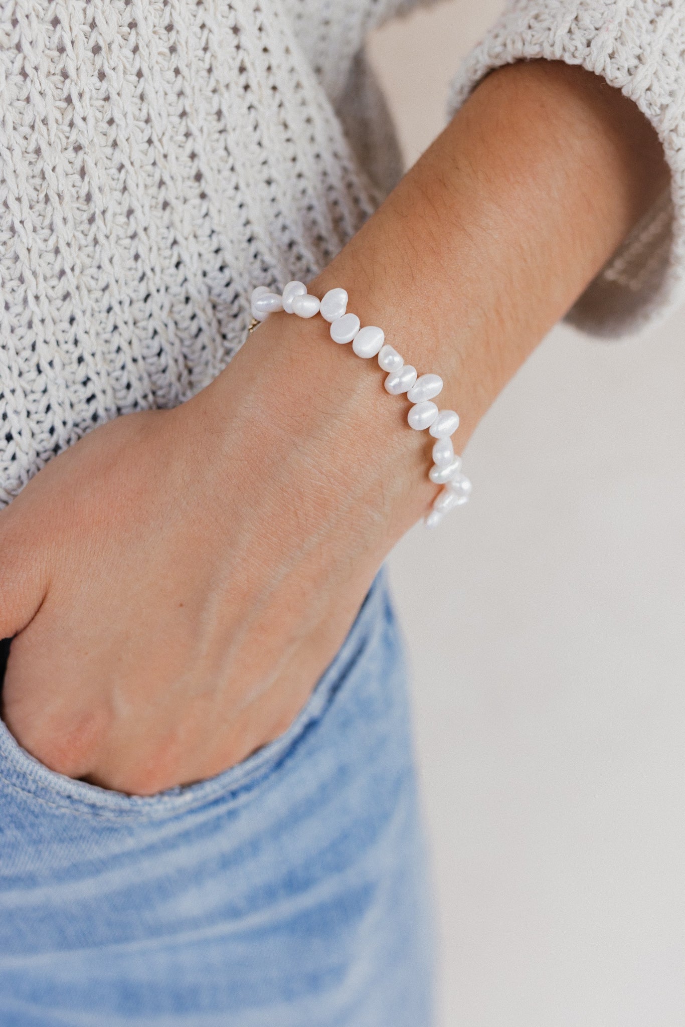 Freshwater Pearl Irregular Minimalist Beaded Bracelet-Bracelets-Krush Kandy, Women's Online Fashion Boutique Located in Phoenix, Arizona (Scottsdale Area)